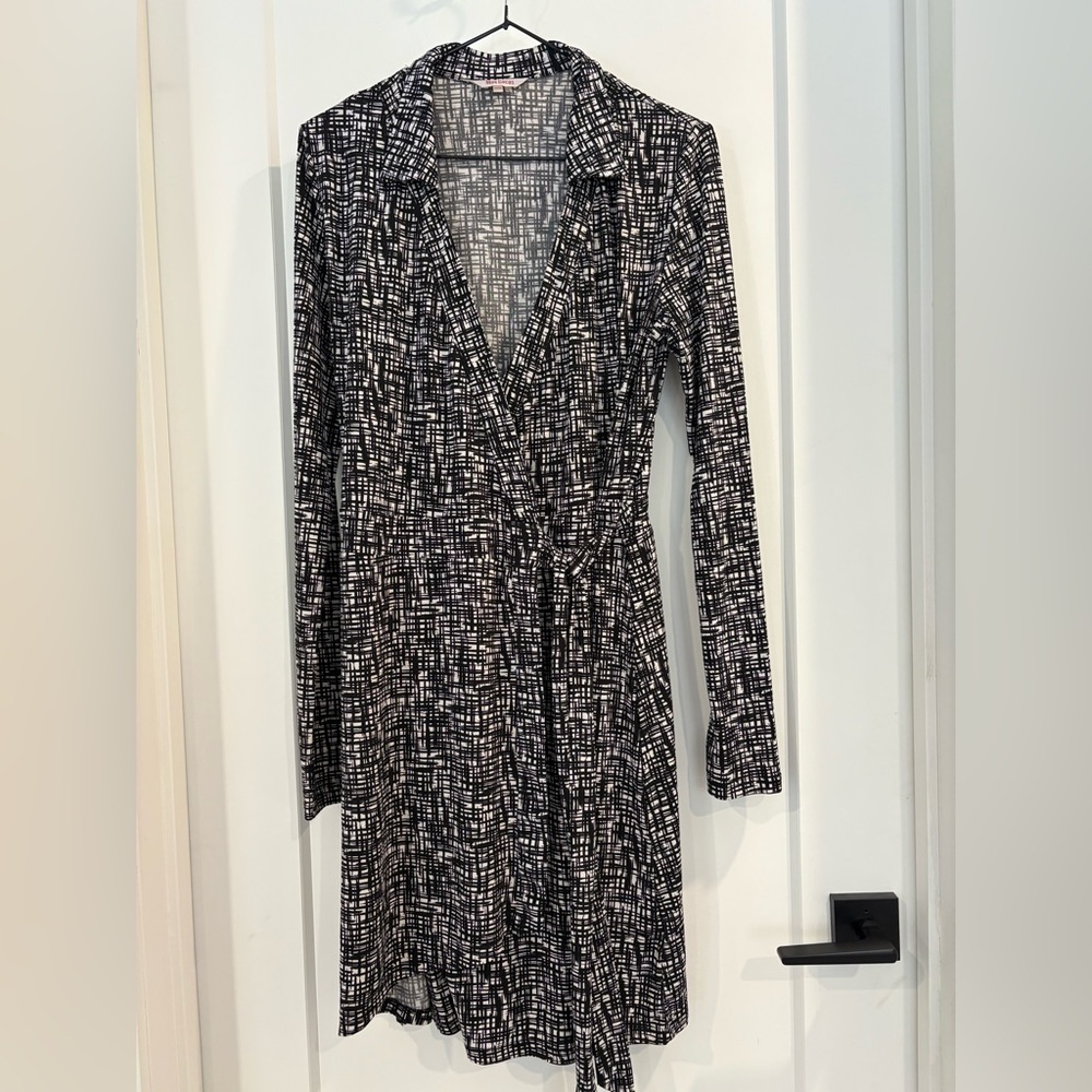 Chic Black & White Print Wrap Dress by Max Cocos